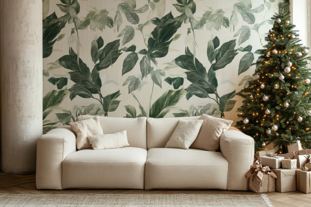 comprar papel pintado y cortinas verticales con formas en Las Rozas para decoración navideña moderna